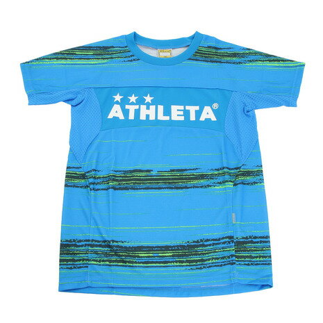 アスレタ（ATHLETA） サッカーウェア 半袖 Tシャツ ジュニア ボーダー プラクティスシャツ 2332J SAX フットサルウェア （キッズ）